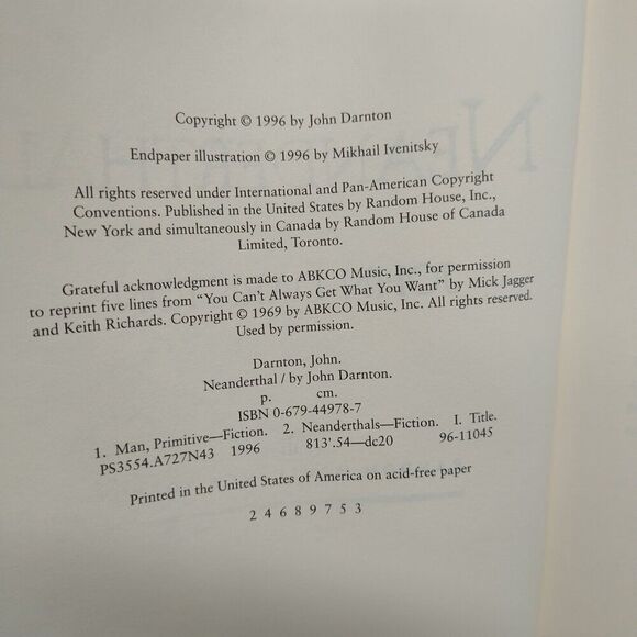 Their Time Has Come Neanderthal By John Darnton Fiction Hardcover Book 1996 - Picture 4 of 5